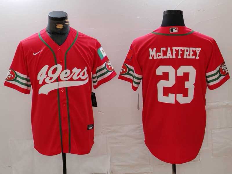Mens San Francisco 49ers #23 Christian McCaffrey Red Mexico Cool Base Stitched Baseball Jersey